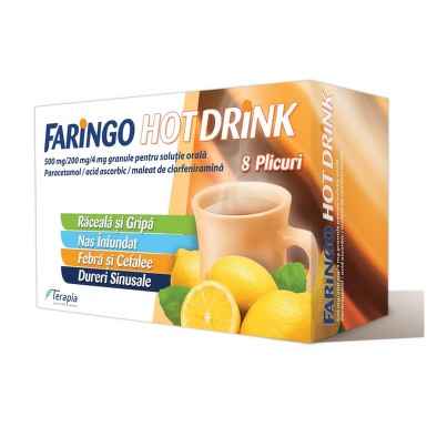 Faringo Hot Drink – 500 mg/200 mg/4 mg x 8 Sachets