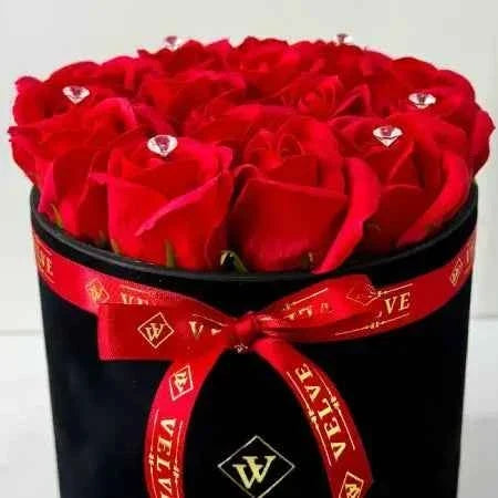 15 Handmade Soap Roses - Black Velvet Box