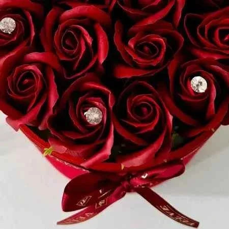 15 Handmade Soap Roses - Red Velvet Box