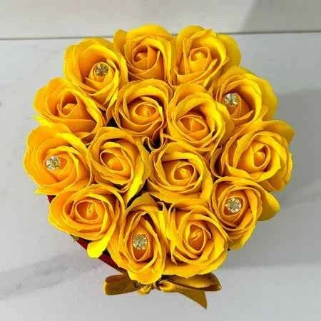 Bright Floral Arrangement: 15 Handmade Soap Roses in Red