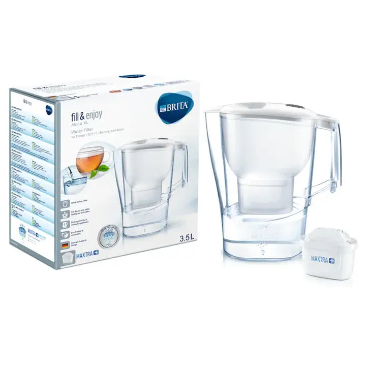 Brita Aluna XL Filter Mug – 3.5L, White + Brita Filter - MAYONAL STORE