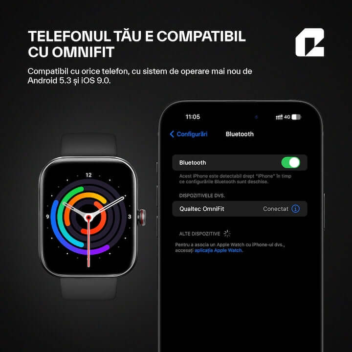 Qualtec by Koppel® Smartwatch – Fitness, Sports, Waterproof, Bluetooth 5.3, 1.91” - MAYONAL STORE