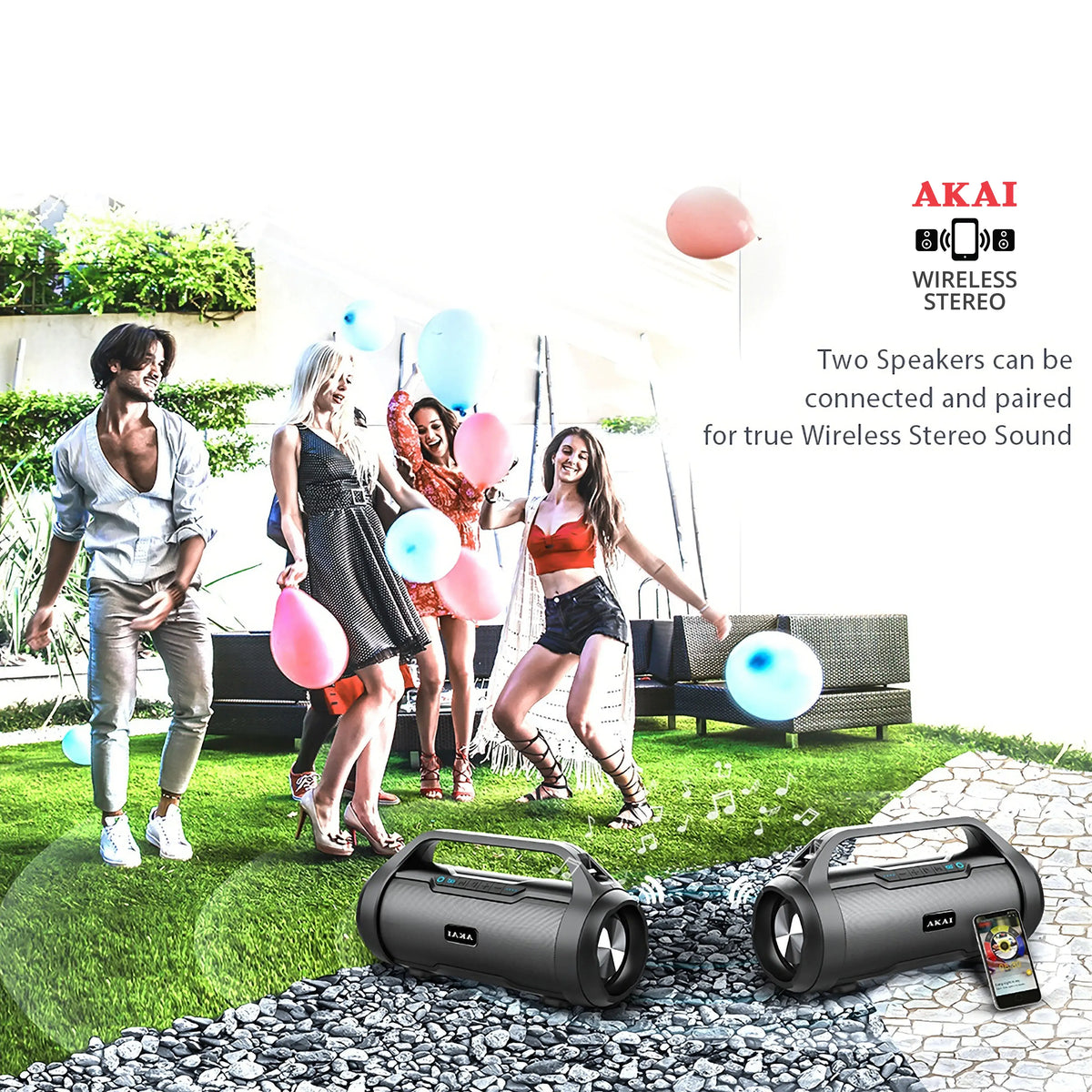 Akai ABTS-50 Portable Bluetooth Speaker – 18W, Waterproof, FM Radio - MAYONAL STORE